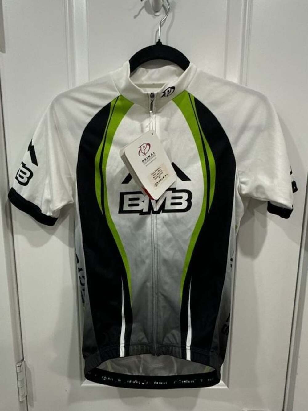 Primal Black Mountain Bikes Cycling Jersey Size SM White Green